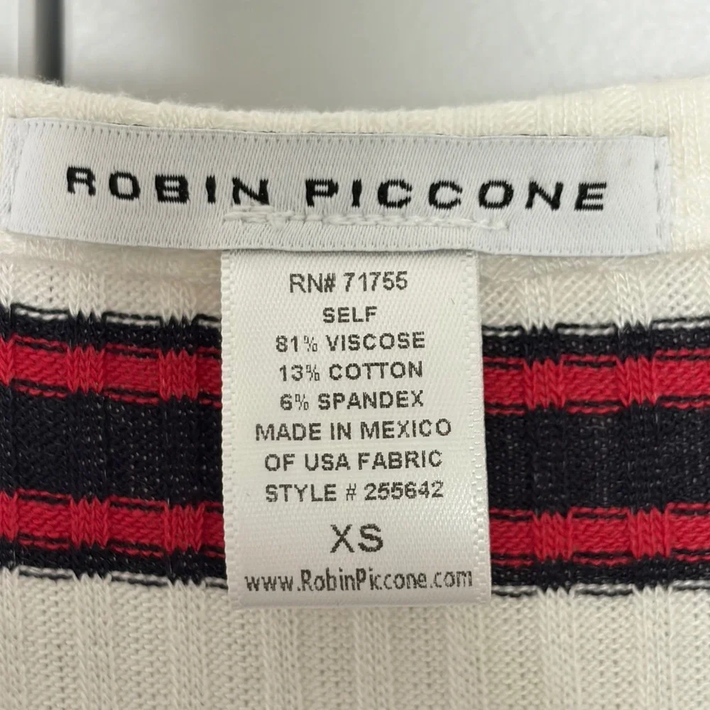 Robin Piccone Amy Striped Button Front Mini Dress XS Navy Red Preppy NWT